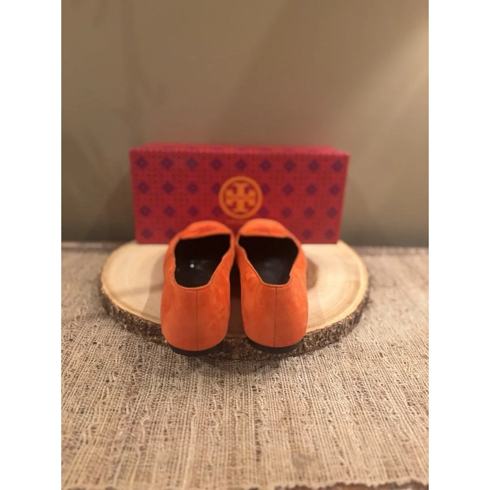 Tory Burch Fitz Orange Brushed Suede moccasins‎ loafers flats 7.5